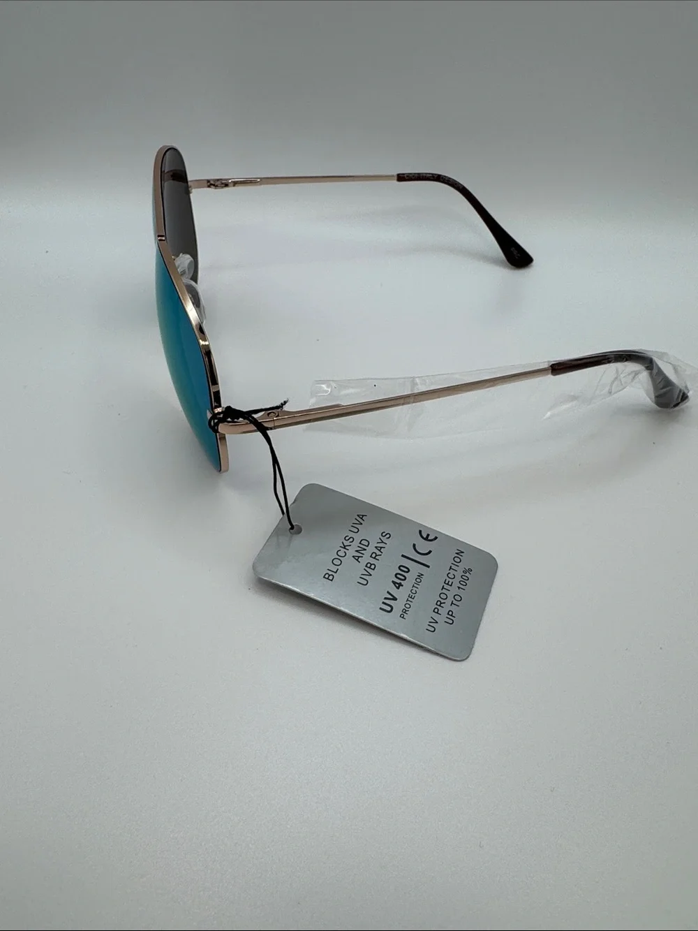 Aviator Sunglasses with Blue-Green Mirrored Lenses